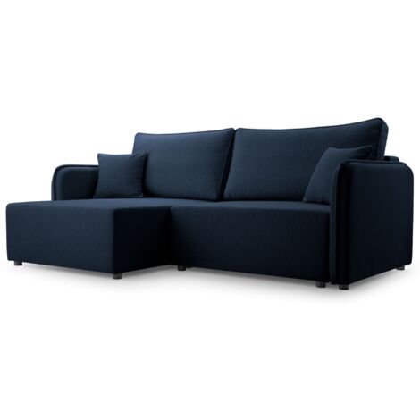 Selsey Kassian - Ecksofa mit Schlaffunktion und Bettkasten, marineblau, links
