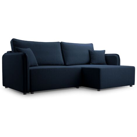 Selsey Kassian - Ecksofa mit Schlaffunktion und Bettkasten, marineblau, rechts