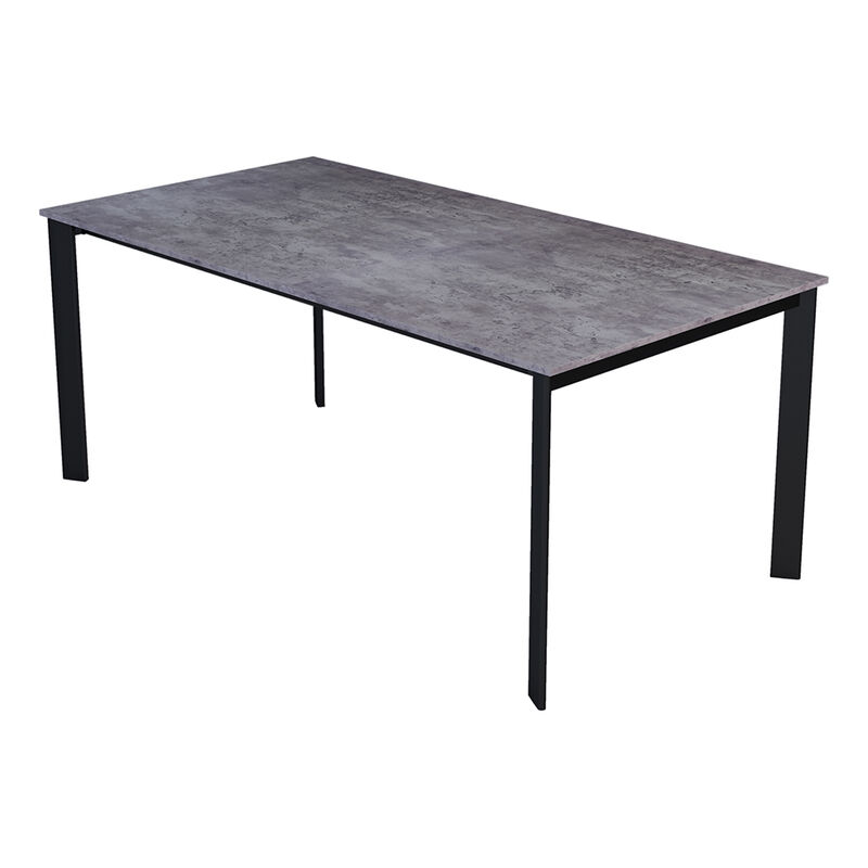 Selsey - KAYKO - Table à manger extensible - 180(260)x90 cm - béton / noir - style moderne