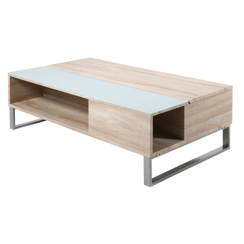 Selsey KOSTRENA - Table basse relevable avec élément en verre trempé chêne sonoma 110x60 cm