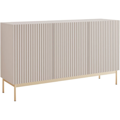 Selsey LINEARIS - Buffet avec 3 portes et LED, gris cachemire 138 cm