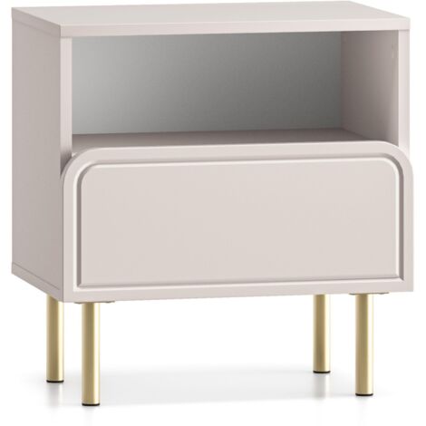 Selsey LOPPA – Table de chevet avec tiroir et niche, beige cachemire, 50 cm