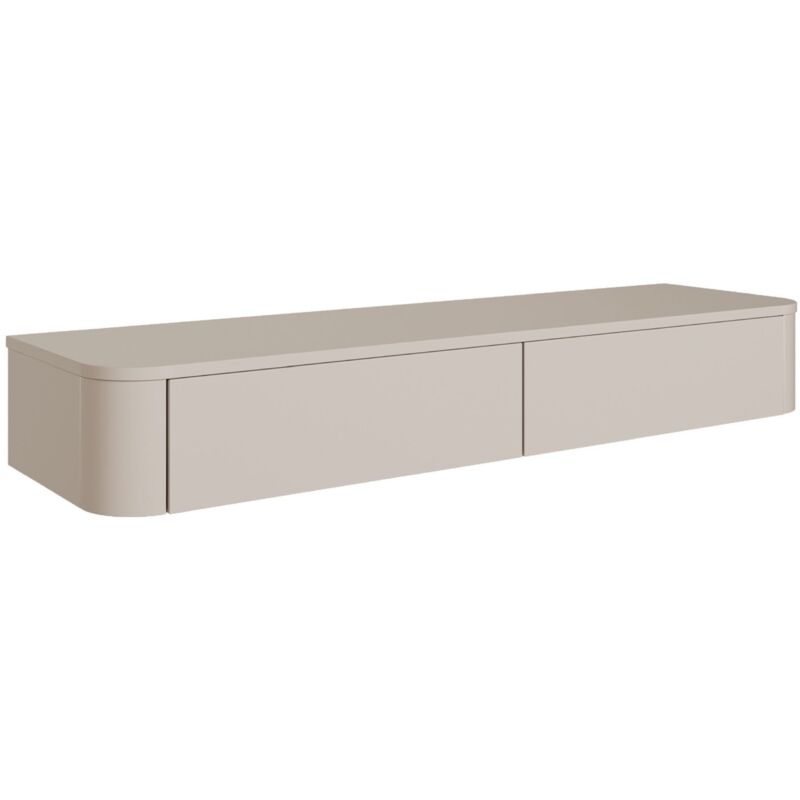Selsey – Meuble TV mural suspendu 140 cm – Gris cachemire – MDF et panneau laminé 16 mm – Bords arrondis – Finition mate