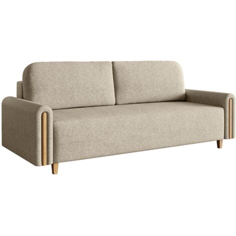 Selsey Majla - 3-Sitzer Schlafsofa mit wasserabweisendem Strukturgewebe und Bettkasten, Beige