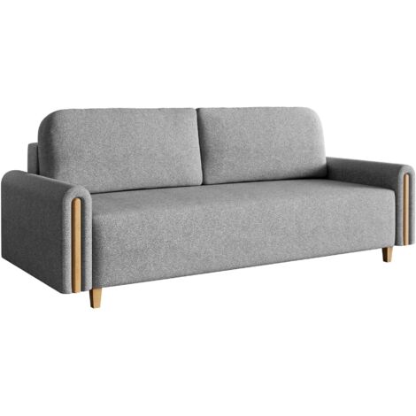 Selsey Majla - 3-Sitzer Schlafsofa mit wasserabweisendem Strukturgewebe und Bettkasten, Grau