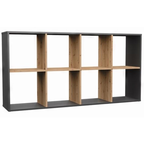 Selsey Malax – Offenes Standregal, 8 Fächer, Artisan-Eiche/Anthrazit, 147 cm