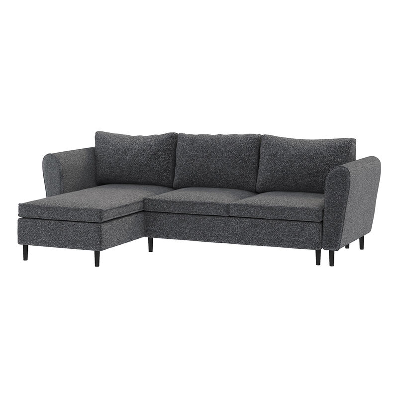 Selsey MERITH - Ecksofa / Couch mit Schlaffunktion, Melange-Stoffbezug wasserbeständig, inklusive Bettkasten, 248 cm breit (Melange Dunkelgrau)