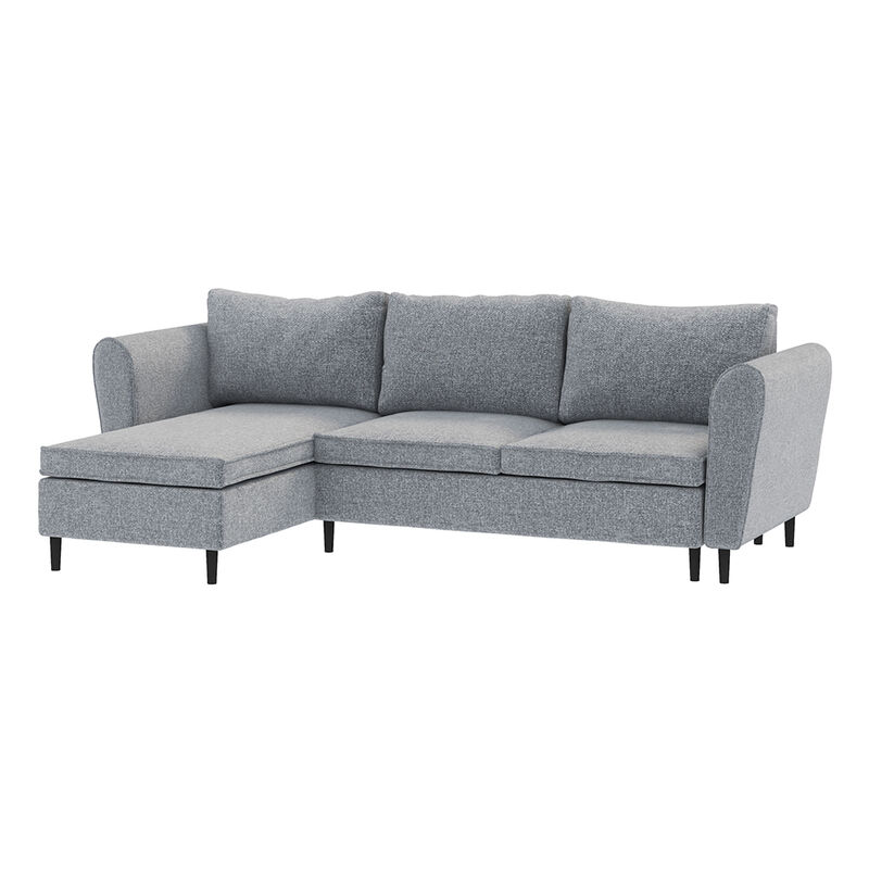 Selsey - MERITH - Ecksofa / Couch mit Schlaffunktion, Melange-Stoffbezug wasserbeständig, inklusive Bettkasten, 248 cm breit (Melange Grau)