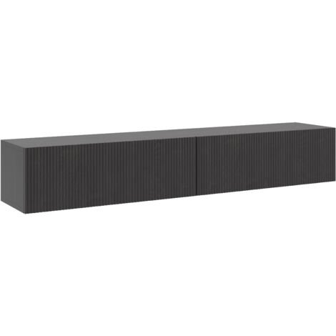 Selsey – Meuble TV suspendu 175 cm – Frêne noir Portland – 2 tiroirs avec système push to open – Panneau stratifié durable