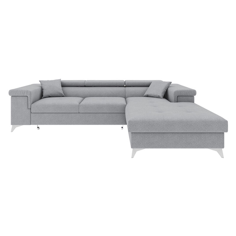 Selsey - MIKKARA - Ecksofa / Schlafcouch in L-Form - Grau - Stauraum - verstellbare Kopfstützen - Rundumbezug, 280 cm breit (Recamiere rechts)