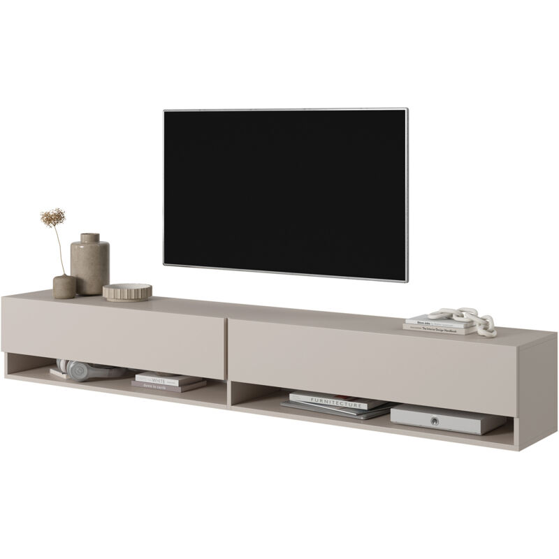 Selsey - mirrgo - Meuble tv - 200 cm - taupe (gris-beige)