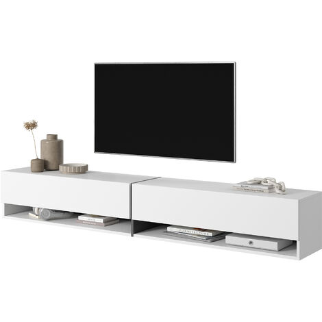 Selsey Mirrgo - Mueble TV / Mueble de salón - blanco con inserciones de grafito - 200 cm