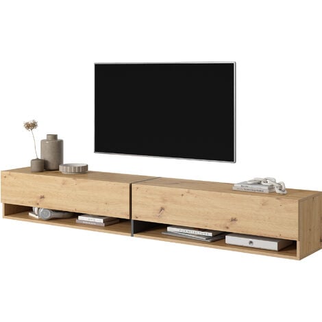 Selsey Mirrgo - Mueble TV / Mueble de salón - roble artesanal con inserciones de grafito - 200 cm