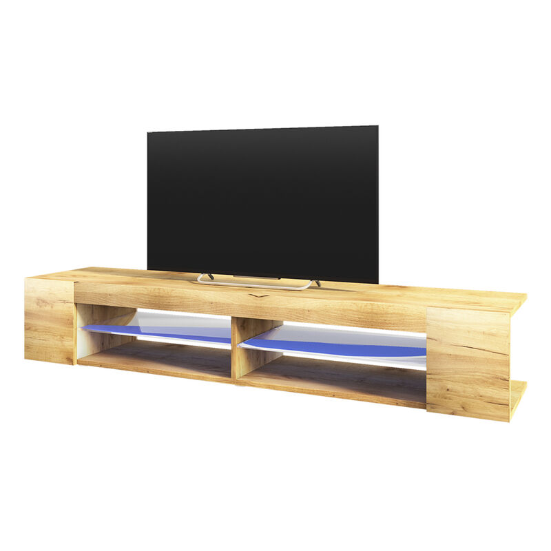 Selsey - MITCHELL - Meuble TV / Meuble de salon (chêne wotan, 180 cm, avec LED