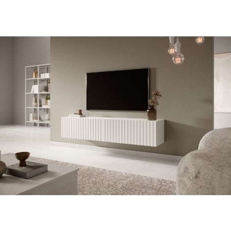 SONNI Mobile TV Bianco Alto Lucido Senza Maniglia Design Mobile Basso  Soggiorno con Illuminazione a Led Mobile Porta TV (140x35x30cm) per  Soggiorno o Salotto : : Elettronica