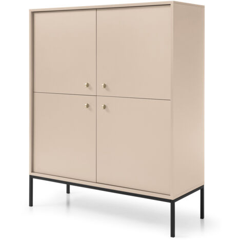 Selsey Monne Highboard Hochkommode, Beige im Vintage Look