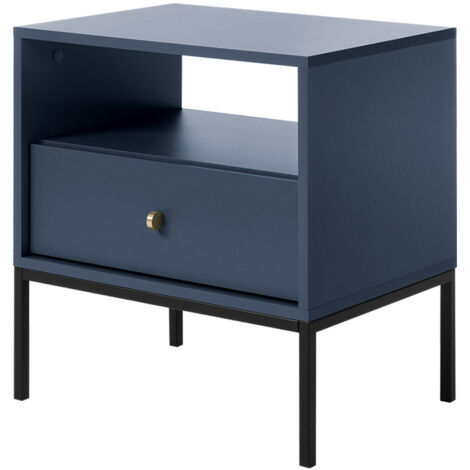 Selsey MONNE - Nachttisch Nachtschrank  im Vintage-Stil mit Schublade, Dunkelblau