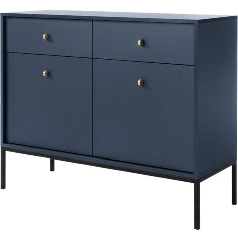 Selsey Monne Sideboard Kommode 2-türig mit 2 Schubladen, Dunkelblau im Vintage Look