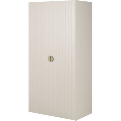 Selsey Moonir - Kleiderschrank 2-türig mit Kleiderstange und Regalen, 100 cm, greige