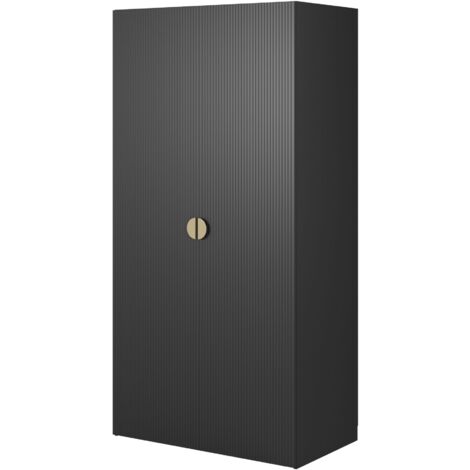 Selsey Moonir - Kleiderschrank 2-türig mit Kleiderstange und Schubladen, 100 cm, schwarz