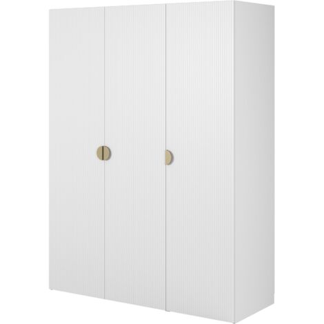 Selsey Moonir - Kleiderschrank 3-türig mit Kleiderstange und Regalen, 150 cm, weiß
