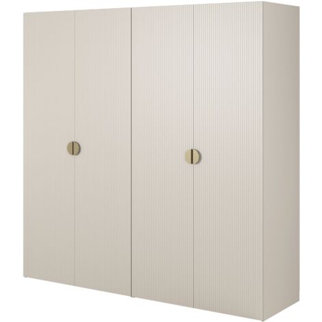 Selsey Moonir - Kleiderschrank 4-türig mit 2 Kleiderstangen, 200 cm, greige