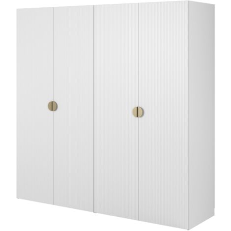 Selsey Moonir - Kleiderschrank 4-türig mit 2 Kleiderstangen, 200 cm, weiß
