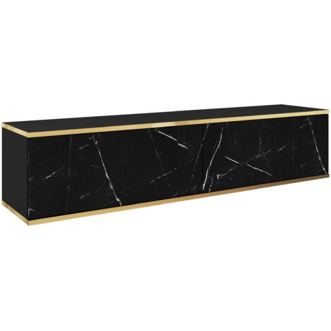 Selsey MUCALMA - Meuble TV - 135 cm - marbre noir avec inserts dorés