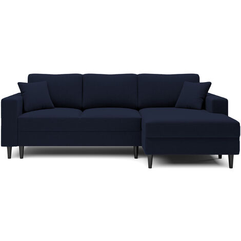 Selsey - Nalika L-förmiges Eckschlafsofa mit einem Behälter aus hydrophobem Velours in Marineblau auf der rechten Seite