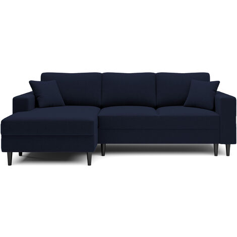 Selsey - Nalika L-förmiges Eckschlafsofa mit einem Behälter aus marineblauem hydrophobem Velours auf der linken Seite