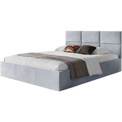 Selsey Nestio – Polsterbett 140x200 mit Bettkasten, Samtbezug, hellgrau