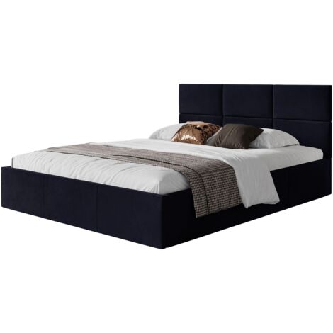 Selsey Nestio – Polsterbett 140x200 mit Bettkasten, Samtbezug, marineblau