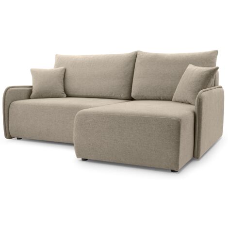 Selsey Netarro - Ecksofa mit Schlaffunktion, Bettkasten und Chenille-Bezug, dunkelbeige, rechts