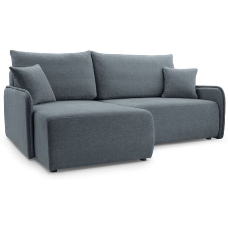 Selsey Netarro - Ecksofa mit Schlaffunktion, Bettkasten und Chenille-Bezug, dunkelgrau, links