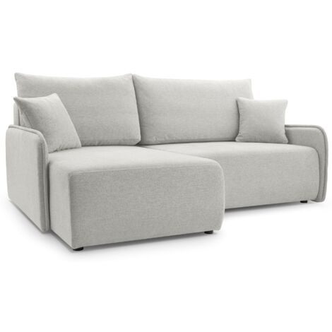 Selsey Netarro - Ecksofa mit Schlaffunktion, Bettkasten und Chenille-Bezug, graubeige, links