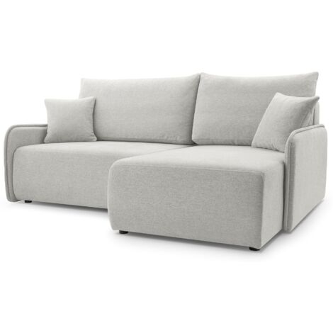 Selsey Netarro - Ecksofa mit Schlaffunktion, Bettkasten und Chenille-Bezug, graubeige, rechts