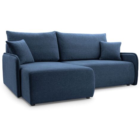 Selsey Netarro - Ecksofa mit Schlaffunktion, Bettkasten und Chenille-Bezug, marineblau, links
