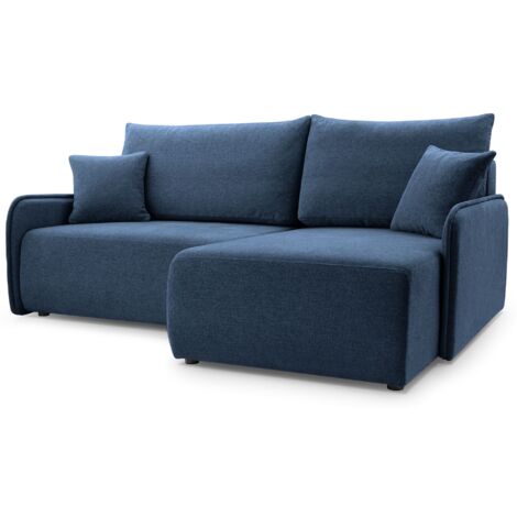 Selsey Netarro - Ecksofa mit Schlaffunktion, Bettkasten und Chenille-Bezug, marineblau, rechts