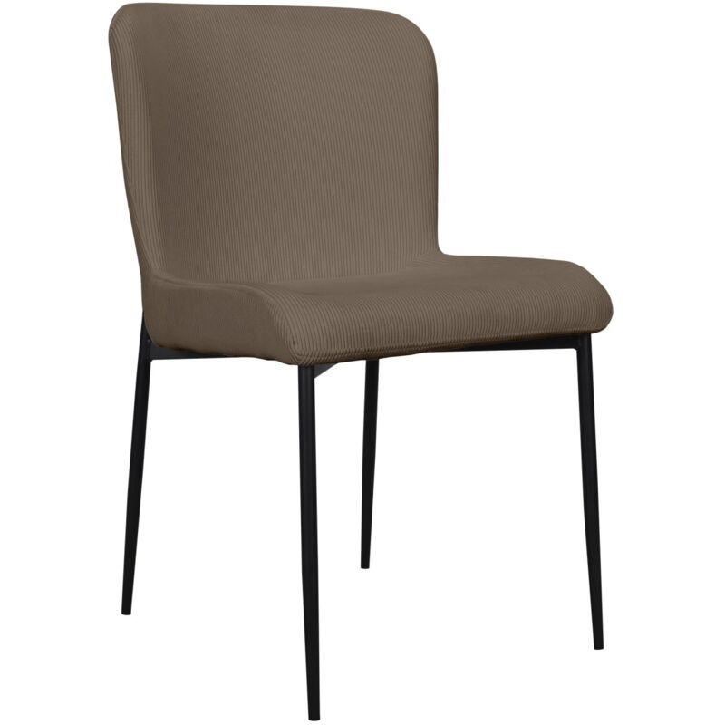 Selsey NEUL - Chaise - en velours côtelé brun - pieds en métal noir