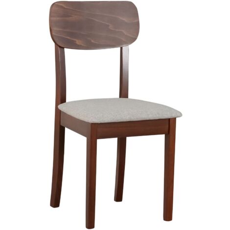 Selsey Noeles - Esszimmerstuhl mit Polstersitz, Hellbeige/Nussbaumoptik