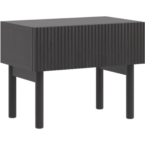 Selsey Nolie - Nachttisch mit Schubalde, Holzoptik Esche Schwarz, 50 cm