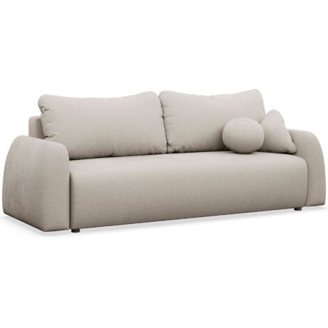 Selsey Nubelle – Sofa 3-Sitzer mit Schlaffunktion & Stauraum, Chenille, hellbeige