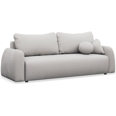 Selsey Nubelle – Sofa 3-Sitzer mit Schlaffunktion & Stauraum, Chenille, hellgrau