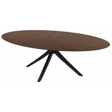 Selsey ODILIO - Table ronde salle à manger - 180x110 cm - bois de noyer - bois massif - style moderne