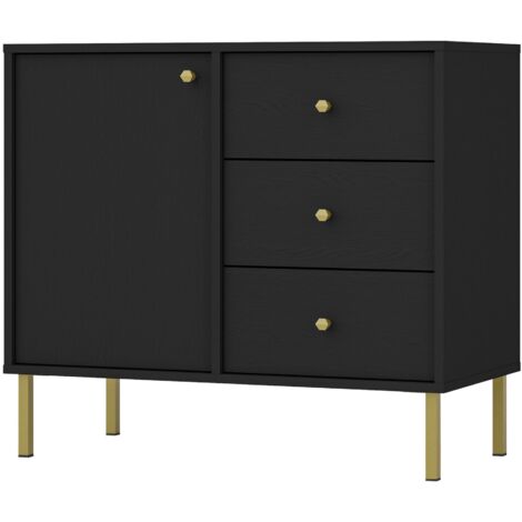 Selsey OKTIO Buffet 1 porte avec 3 tiroirs - 84 cm - graphite noir