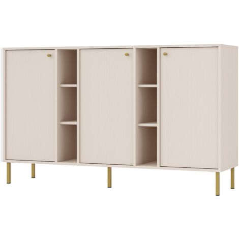 Selsey OKTIO Buffet 3 portes avec étagères -159 cm - beige