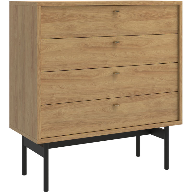 Olar - Commode à quatre tiroirs - 85 cm - couleur du bois de caryer - Selsey
