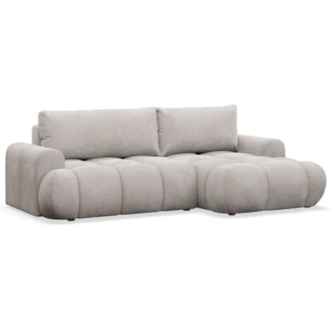 Selsey Ombo Mini - Ecksofa mit Schlaffunktion, Bettkasten und Bouclé-Bezug, Graubeige, rechts