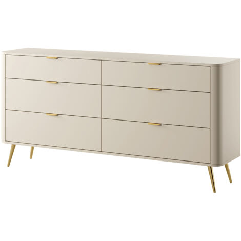 Selsey OVAL - Kommode mit sechs Schubladen, Beige, 172 cm breit