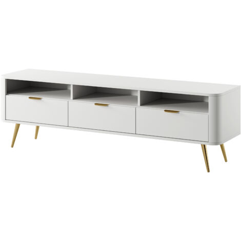 Selsey Oval - TV-Schrank 160 cm mit Nischen, weiß